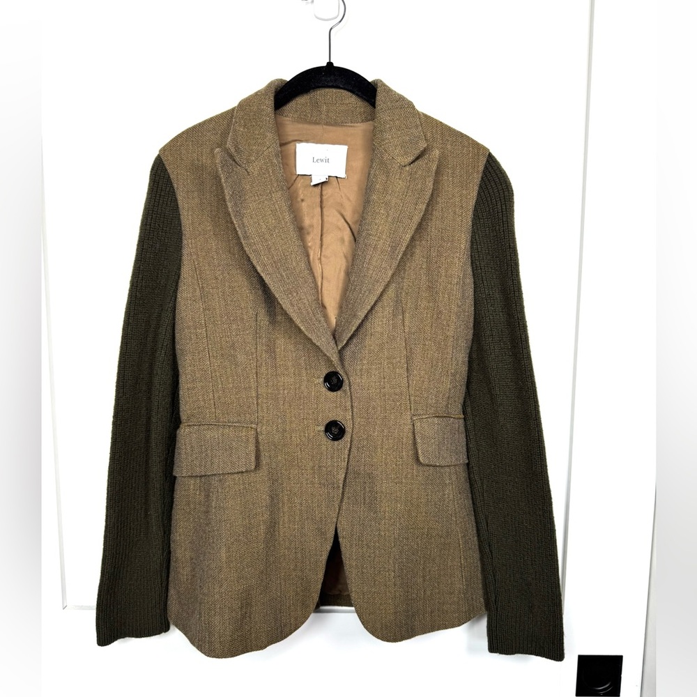 Lewit Wool Color Block Green Blazer Size 4